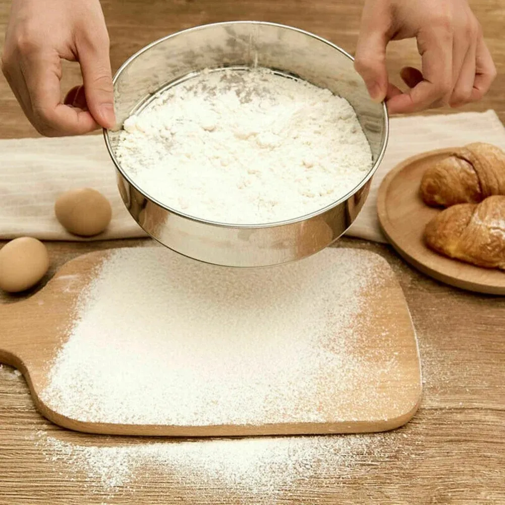 Stainless Steel Flour Sieve 40 Mesh Filter 15/20/25/30CM Kitchen Mesh Flour Sifter Flour Sieve Sifters Shakers Mesh Baking Tools — image 7