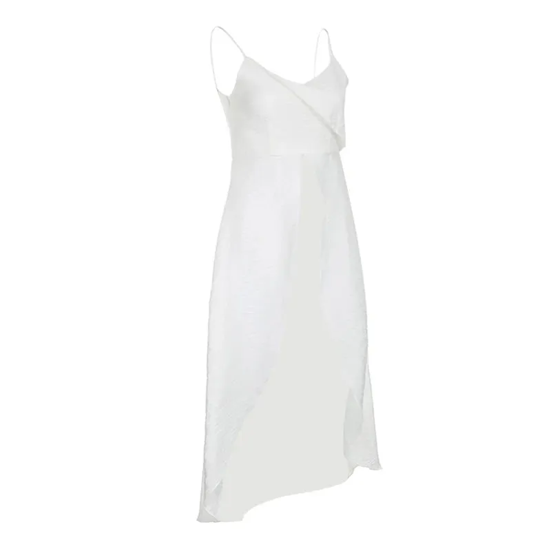 Xingqing y2k Camisole TOP เสื้อผ้าผู้หญิงสีทึบ V คอสปาเก็ตตี้สายคล้องคอ Slit ด้านหน้า T เสื้อถัง 2000s streetwear — image 9
