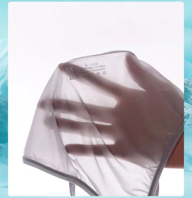 Sous-vêtements pour hommes, culotte triangulaire transparente en soie glacée délicate, slip taille basse de personnalité — image 2