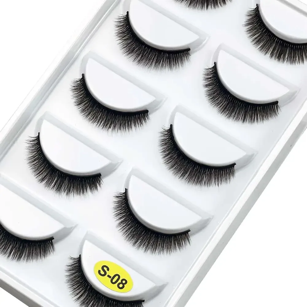 5 paires S03 aspect naturel 3D vison faux cils outils de maquillage Style moelleux eau vison fourrure faux cils pour le maquillage des yeux — image 5