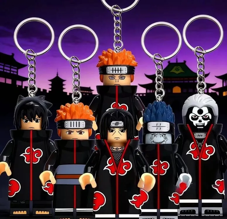 6style vacker handgjord 3D tecknad Naruto anime kringutrustning nyckelring söt mini rörlig figurer Huvuden Montering nyckelring present — image 1