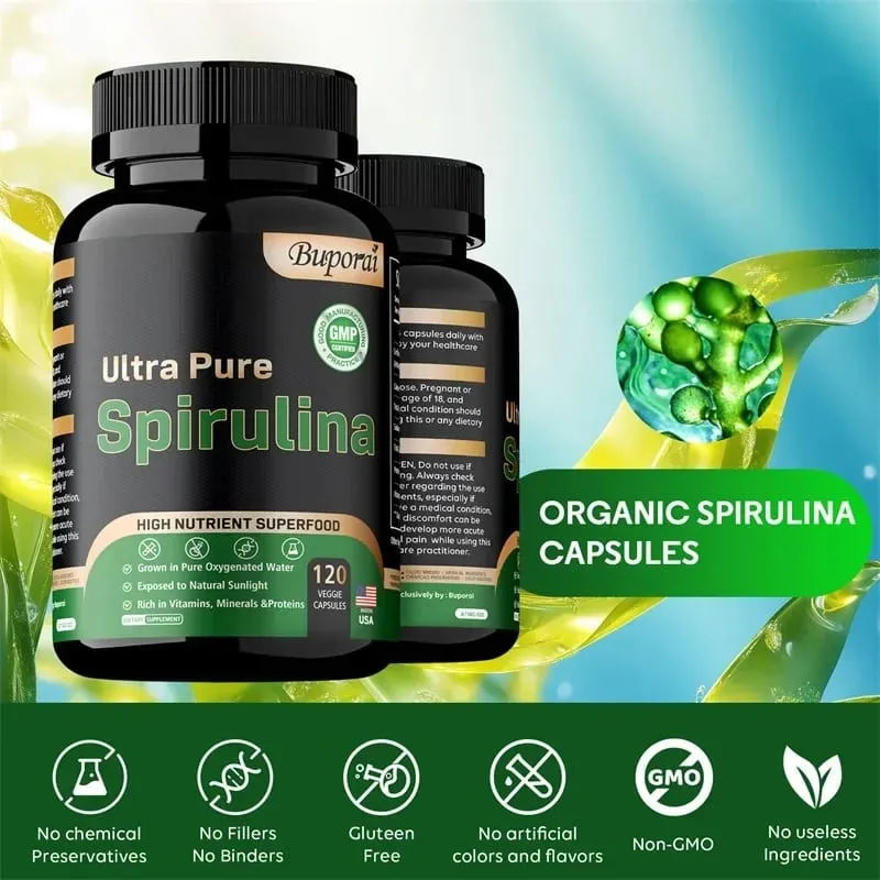 Spirulina Organik - Detoksifikasi Sistem Imun Antioksidan Kardiovaskular Meningkatkan Kesihatan PencernaanSuplemen Tambahan — image 5