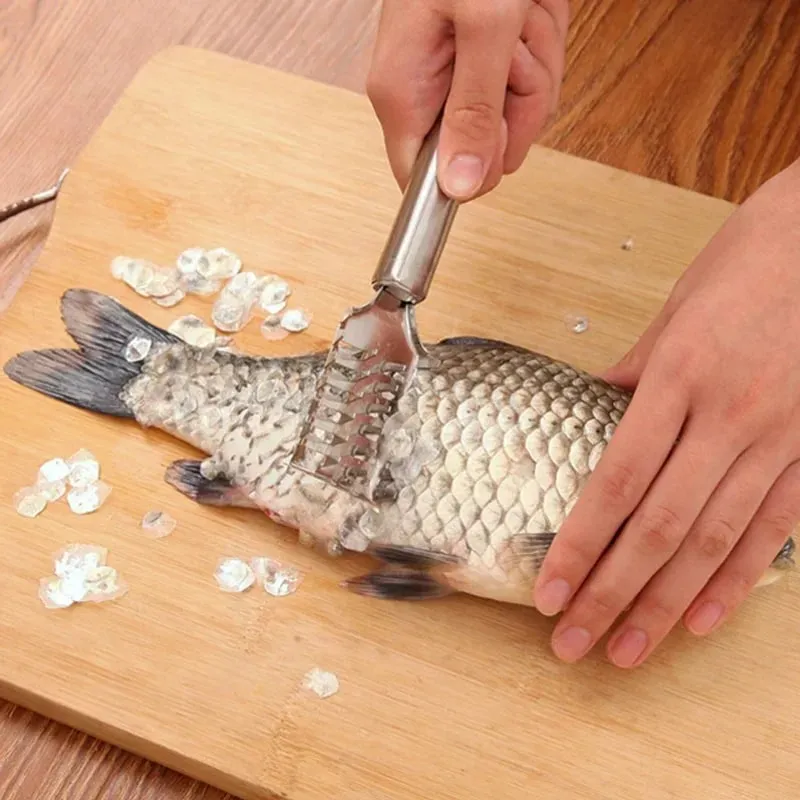 Die Entfernung von Fischschuppen ist unerlässlich! Edelstahl-Rundrohr-Fischschaber, schnell, ohne Spritzer, müheloses Küchen-Fischwerkzeug — image 7