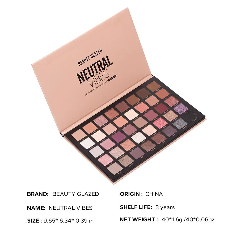 Neutre Vibes mat 40 couleurs mettre en évidence miroitant ombre à paupières cosmétiques Palette fard à paupières paillettes — image 7