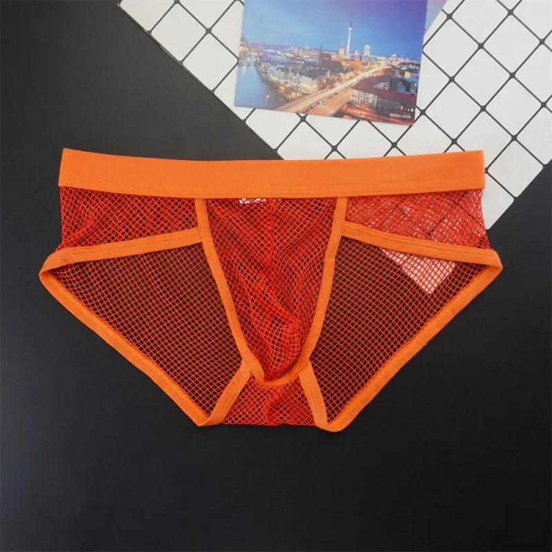 Plus Größe Mesh Unterwäsche Männer Transparent Große Fishnet U Pouch Briefs Männlichen Niedrigen Taille Einfarbig Sexy Perspektive Männliche höschen — image 21