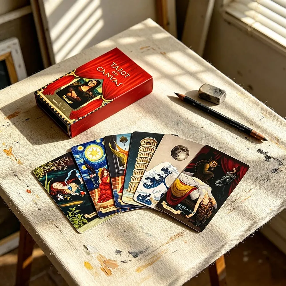 Tarot auf Leinwand, Kartenspiel, 78 klassische Renaissance-Meisterwerke, Ölgemälde, Tarot-Deck, Schicksals-Wahrsagerei, Tarotkarten für Sammler — image 2