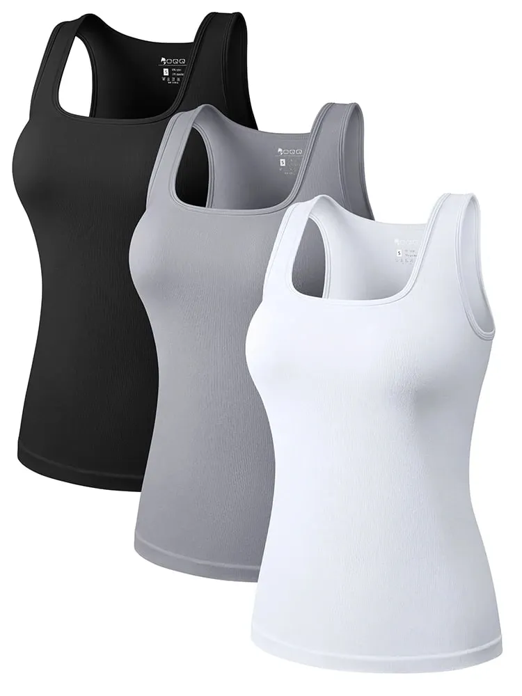 Hot Sale Musim Panas Wanita Asas Elastik Tank Top Tanpa Lengan Kolar Persegi Vest Kemeja-T Fesyen Fitness Yoga Top Kasual Wanita — image 2