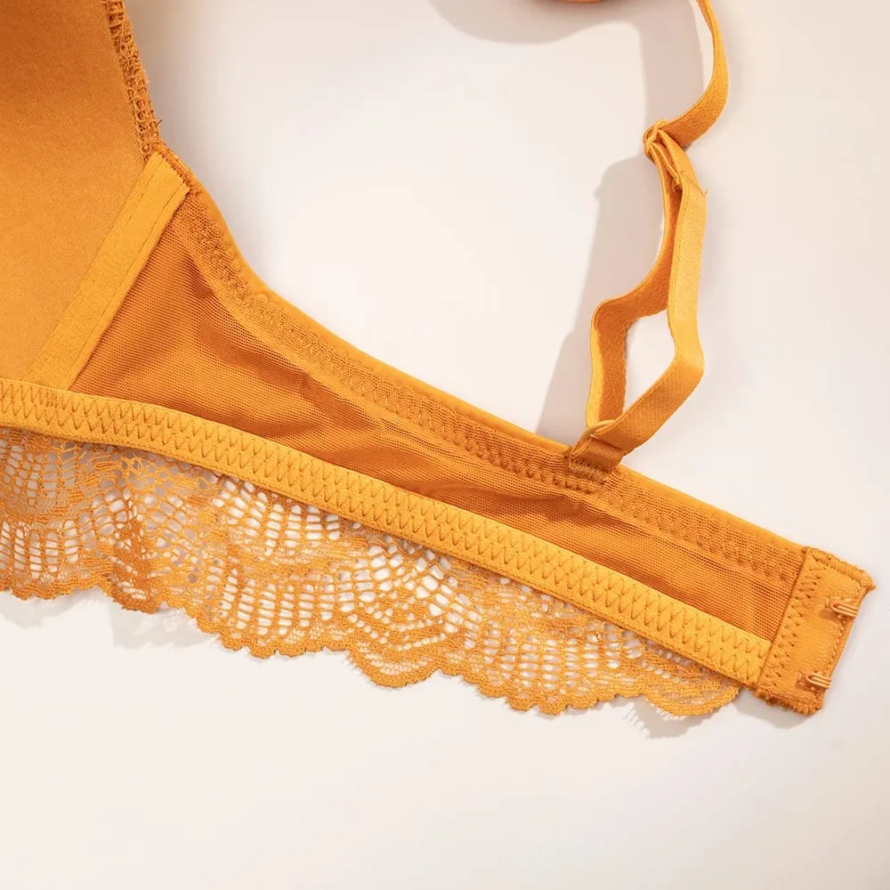 Slip reggiseno in pizzo senza fili da donna Set spalline sottili regolabili Abito intimo quotidiano traspirante e morbido 3 colori disponibili — image 6