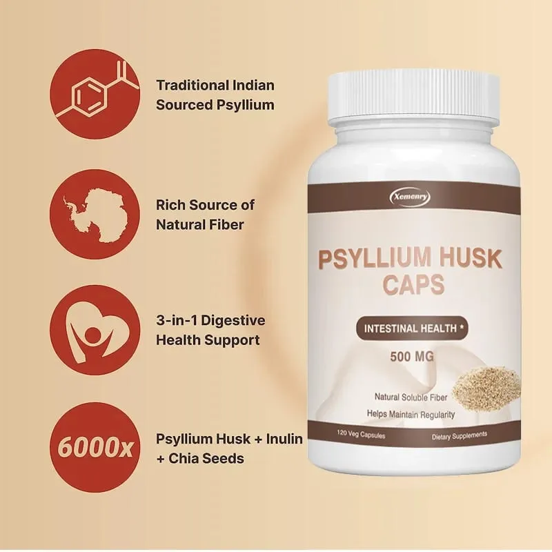 Psyllium Husk Capsules | Premium Soluble Fiber Supplement | Psyllium Powder Stool Softener and Relief for Adult Constipation — image 6