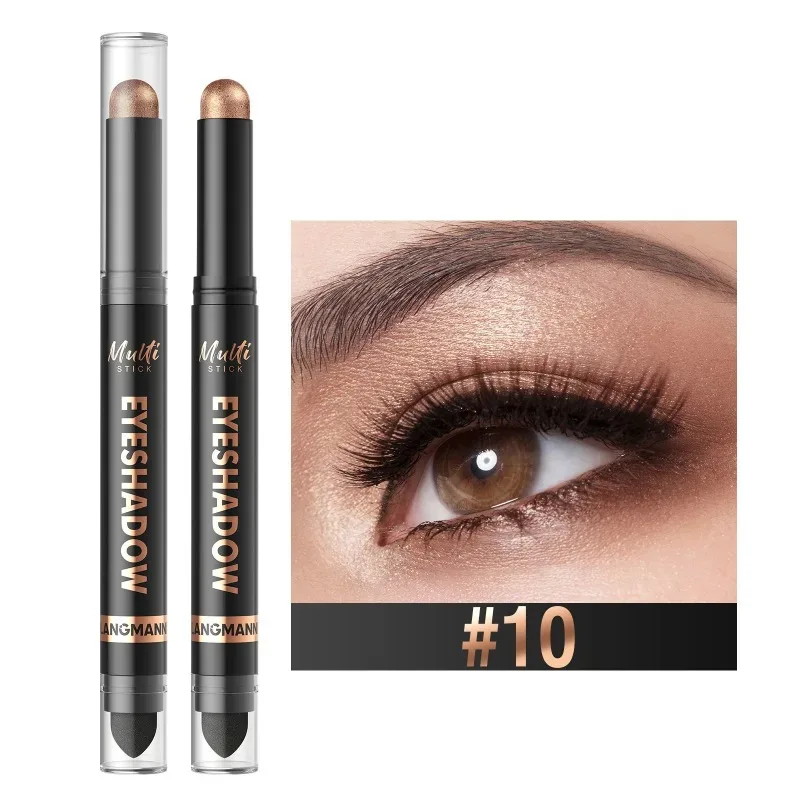Bâton de fard à paupières Double tête, 16 couleurs, nacré, chatoyant, marron, crème hautement imperméable, crayon d'ombre à paupières, maquillage longue durée pour les yeux — image 18