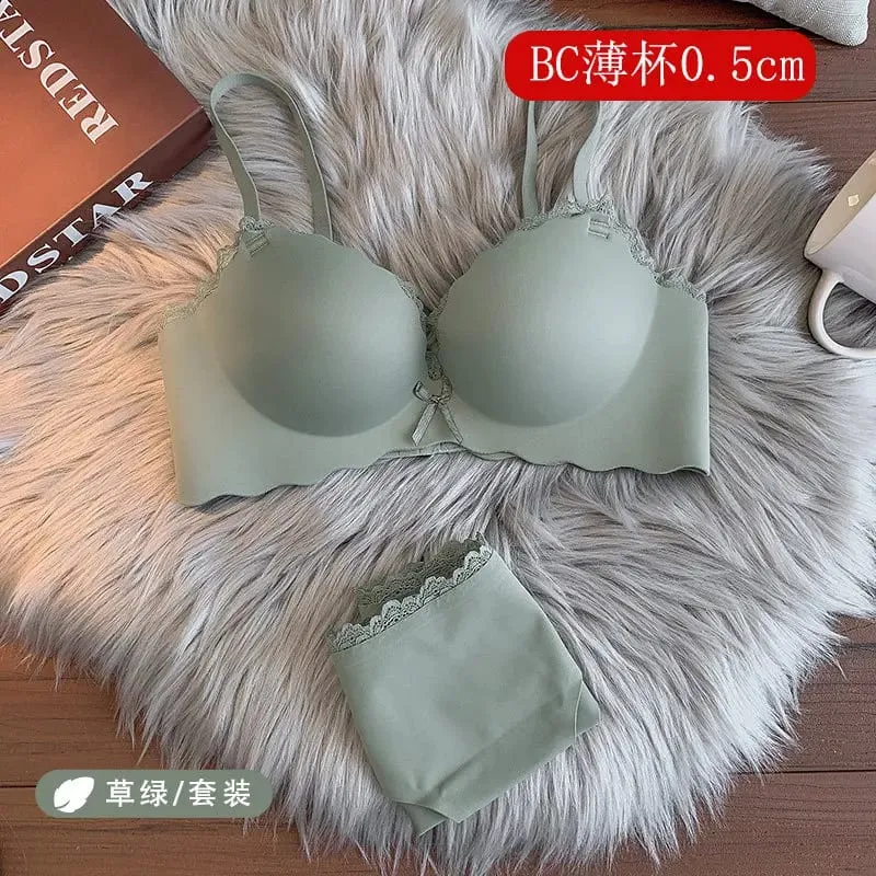 セクシーDrahtloses, nahtloses BH-Set für Damen, einteiliger Push-Up-Büstenhalter, kleine Brust, seitliche Unterstützung, Anti-Sag, weiche Damenunterwäsche — image 16