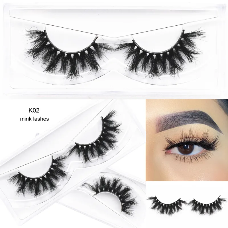 D20 réel vison cils Extension de cils naturel long ailé Volume cils à la main vison faux cils maquillage cils — image 11