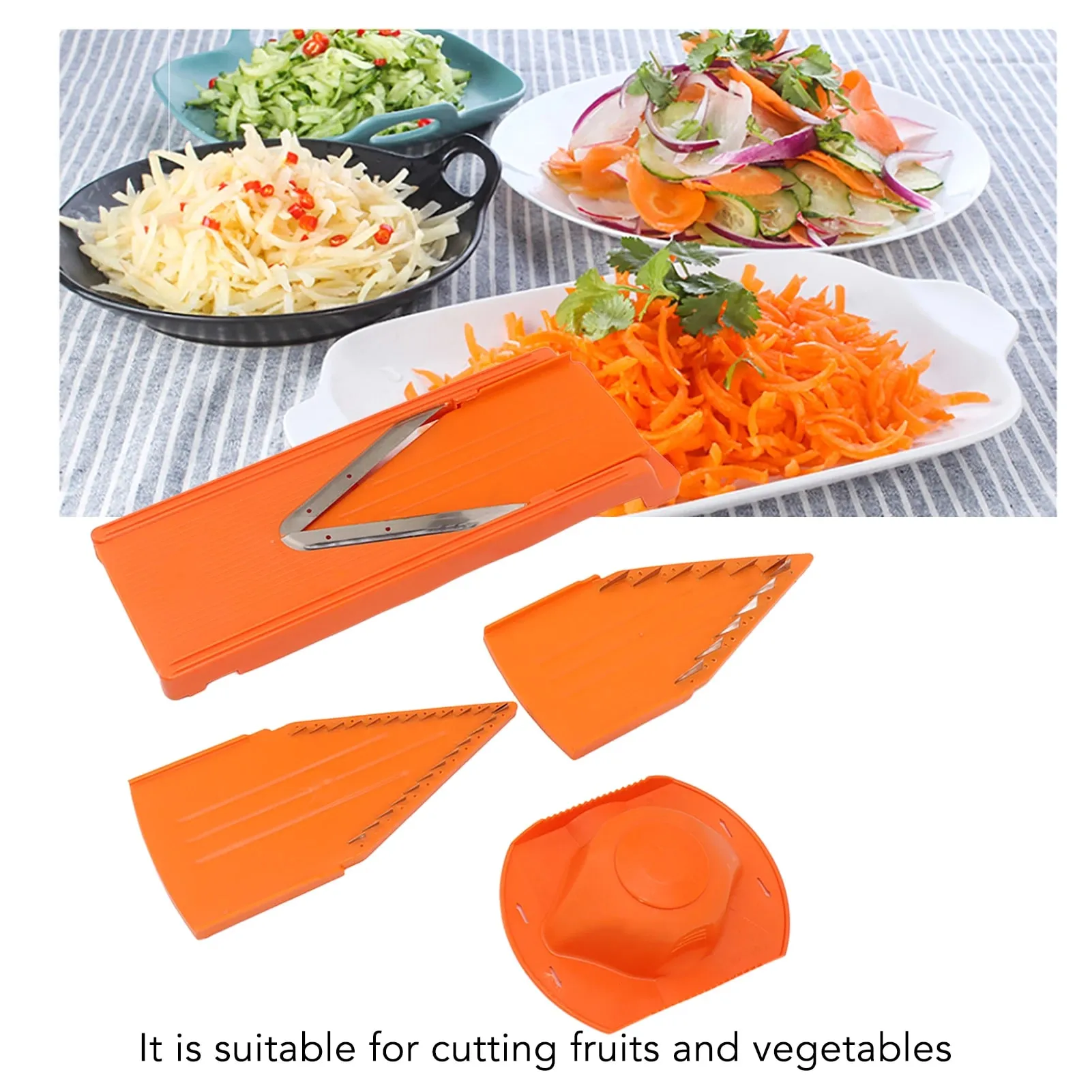 Taglierina per mandolina con lama a V Tagliaverdure Lama in acciaio inossidabile Protezione per le mani Strumento di cottura Pratico grande telaio per la cucina — image 2