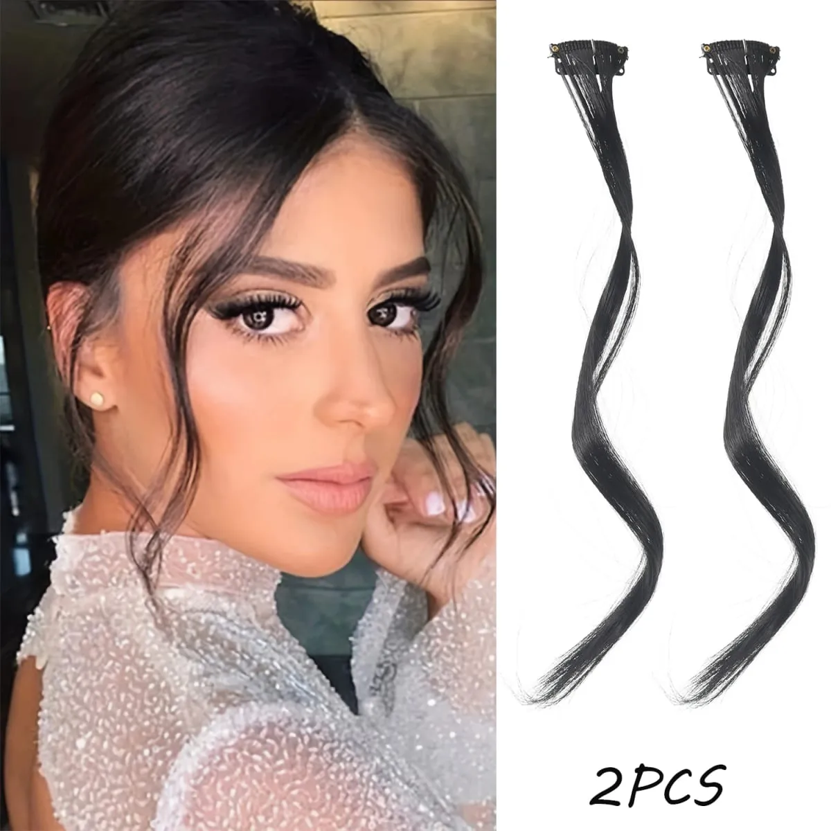 2PC Frangia Sintetica Parrucca Estensioni Dei Capelli Ricci Clip-on Lato Frontale Frangia Bionda Ondulata Lunga con Clip Frangia Invisibile Hai Falso
