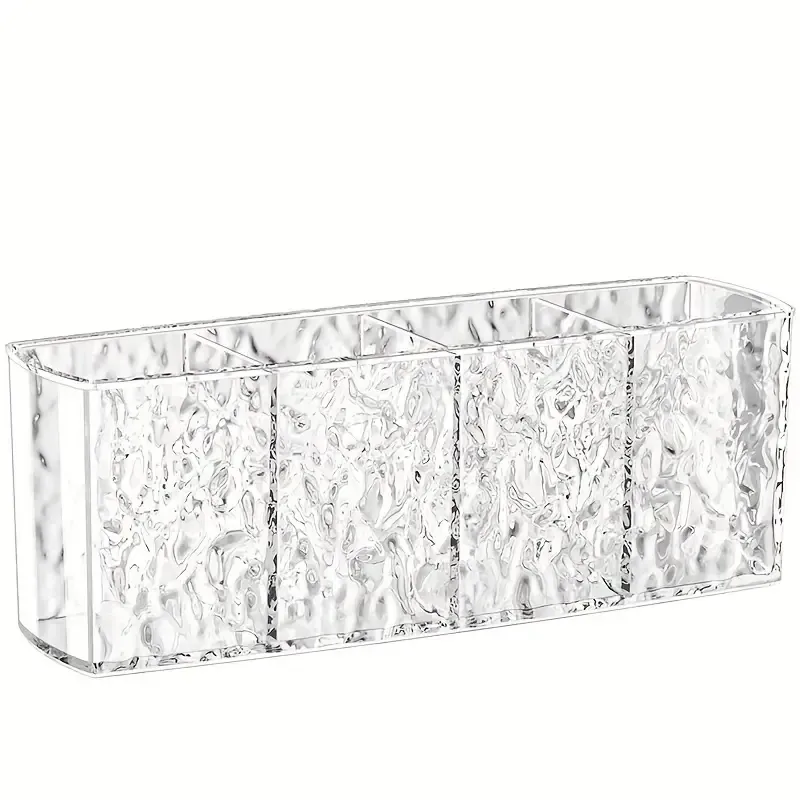 Boîte de rangement de maquillage cosmétique en acrylique à 4 trous, boîte de rangement transparente pour rouge à lèvres, pinceaux, crayon à sourcils, outils de maquillage de grande capacité