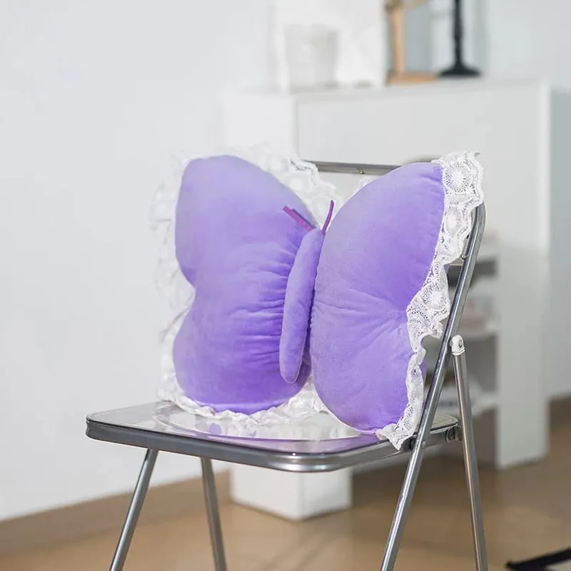 Bantal Renda Kupu-kupu Bantal Dekoratif Berbentuk Kupu-kupu untuk Sofa Tempat Tidur Sofa Bantal Penopang Lumbar Beludru Mewah untuk Kursi Kantor — image 8