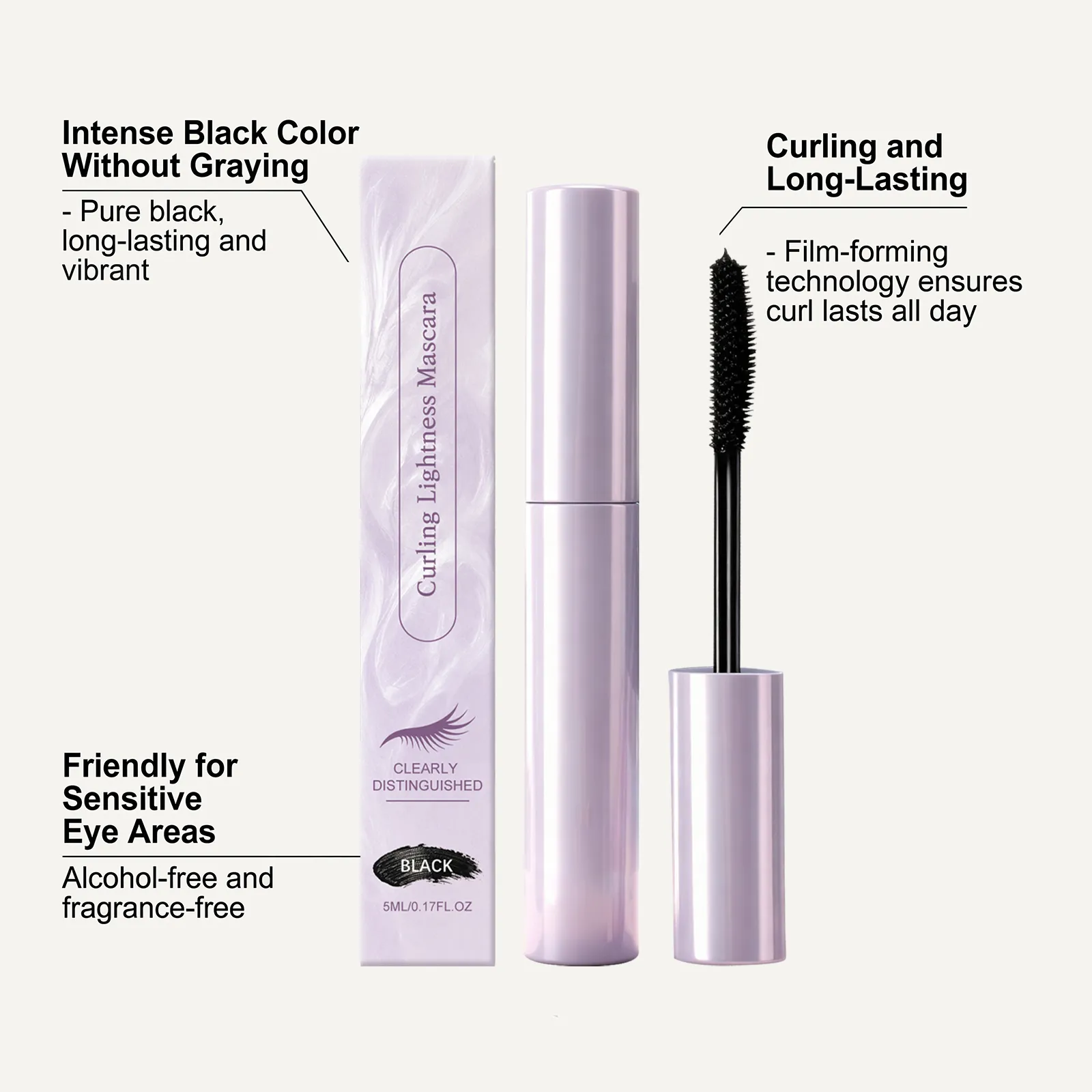 Crema mascara incurvante Mascara allungante 3D Stereo impermeabile e resistente al sudore Mascara allungante marrone nero ad asciugatura rapida Trucco occhi — image 4