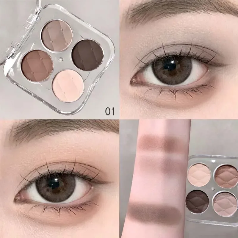 4 barvy Matné jemné třpytky Paletka očních stínů s nízkou sytostí Dlouhotrvající hedvábný a snadno barvící broskvový pudr Denní make-up očí