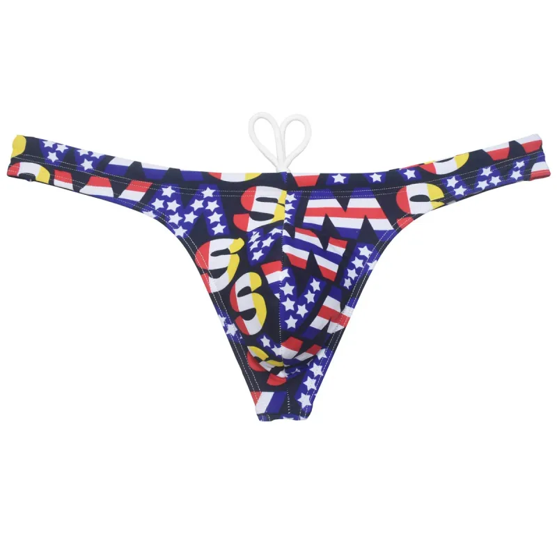 Sexy Swim Thong Men's Swimwear Bikini Briefs Drawstring Quick-dry Elastic Underwear Pouch Beach Tangas Surfing Poolside — image 7