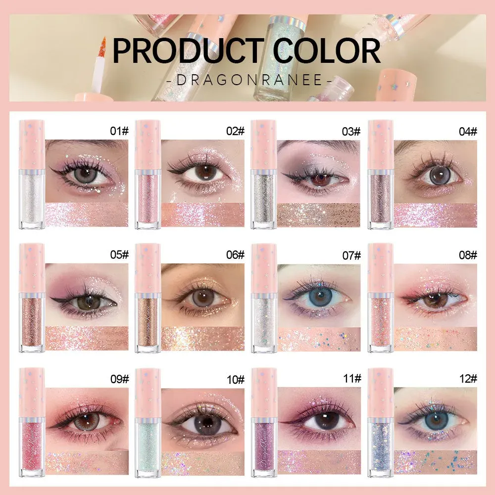 Paillettes blu Liquid Eyeshdaow Glitter Gel Penna per eyeliner metallizzata lucida Diamond Shimmer Strumento per il trucco di bellezza per occhi impermeabile