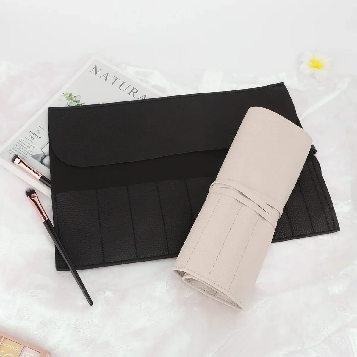Porte-brosse de maquillage enroulable, organisateur de pinceaux de maquillage, sac de voyage pour pinceaux de maquillage, sacs à cosmétiques, pochette pour pinceaux à sourcils pour femmes — image 4