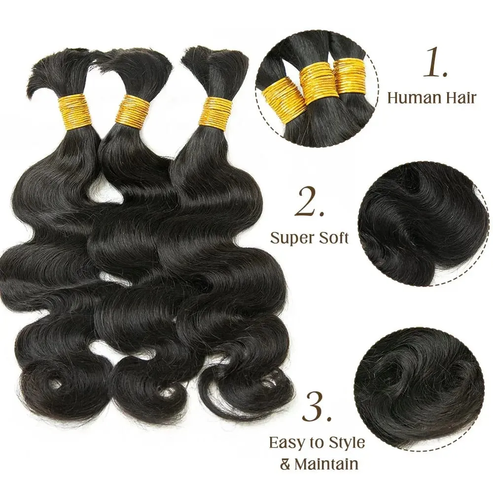 Body Wave ผมจำนวนมากสำหรับ Braiding 50G 100% ที่ยังไม่ได้ต่อผมไม่มี Weft ผมสำหรับ Braids ผมดิบรวมกลุ่มสำหรับผู้หญิง — image 5