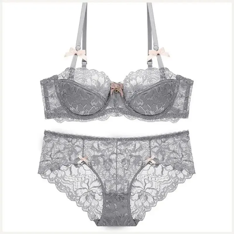 Adjustable Strap Underwire Lingerie Set for Women 2Pcs Floral Lace Bra and Panty — image 8