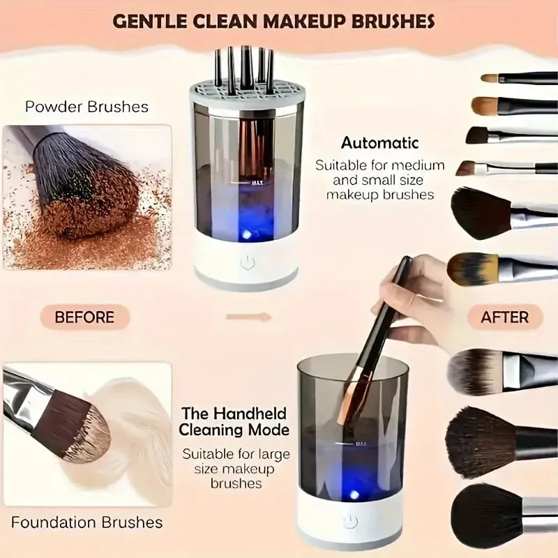 USB napájený čistič a vysoušeč štětců na make-up bez zápachu baterie Plug and Play Základní nástroj pro krásu pro kosmetické štětce — image 2