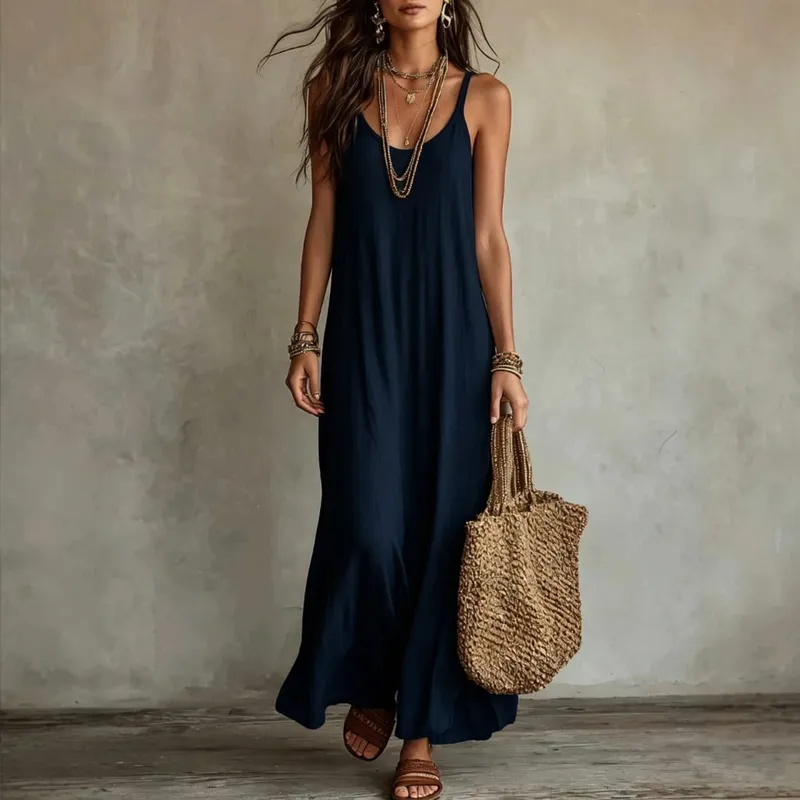 Backless Cami Dresses Summer Women Boho Dress Spaghetti Strap Sleeveless Casual Maxi Dress Long Sundress Holiday Beach Wear — image 6