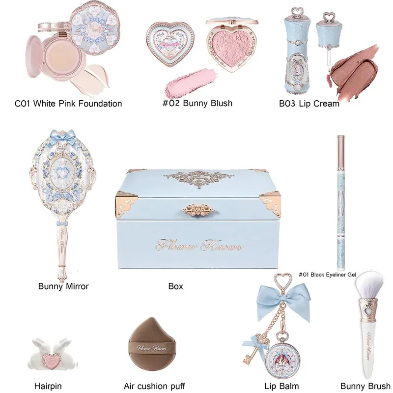 Flower Know ストロベリー ロココ オールインワン ギフトセット メイクアップ キット フル プロフェッショナル ガーデン ミラー ブラッシュ パウダー リップ クリーム Flowerknows