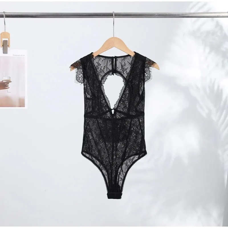 Sexet blonde bodysuit til kvinder gennemsigtig solid dyb V-hals Rygløse One Piece Toppe 2026 Sommer Ny Chic Club Party Jumpsuits — image 10