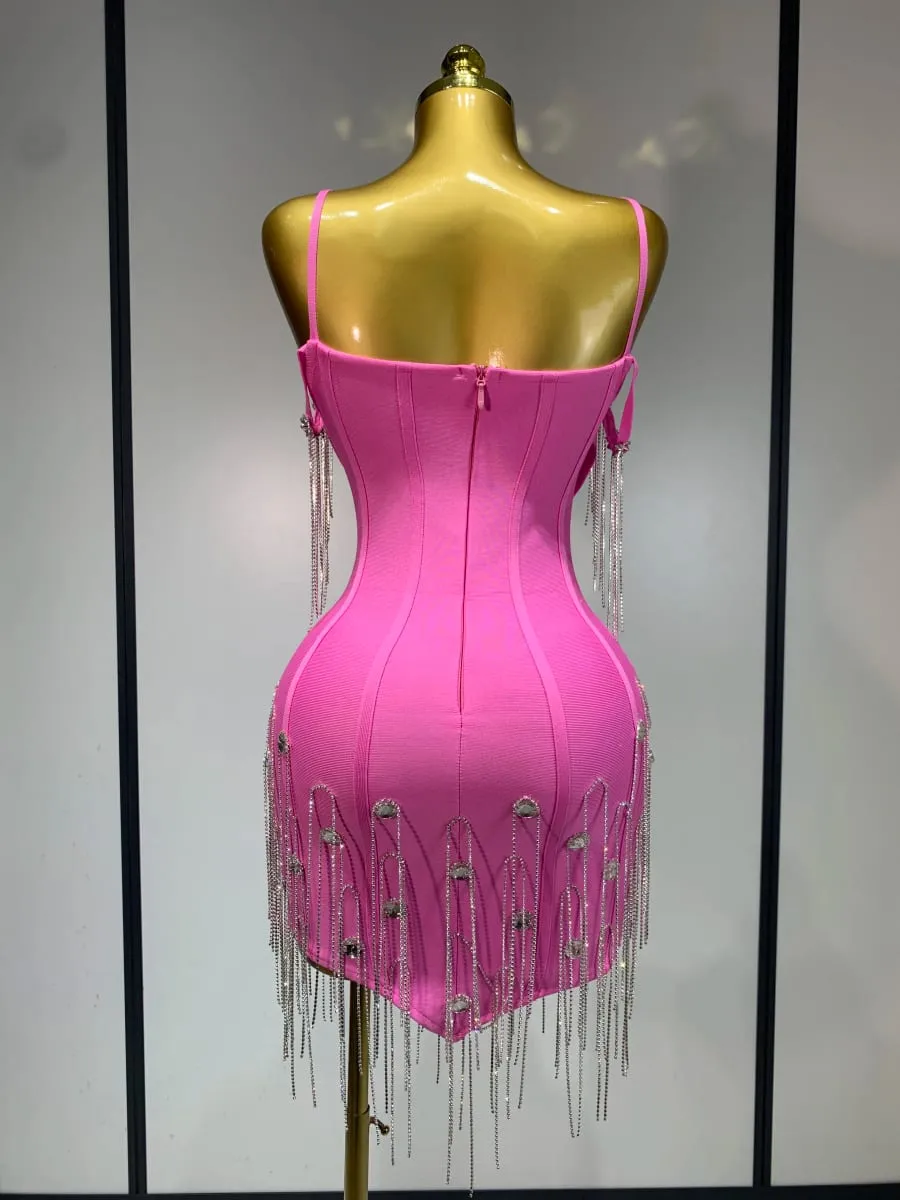 เซ็กซี่Backlessสปาเก็ตตี้สายคล้องคอBodyconผ้าพันคอElegantชุดราตรีชุดราตรีหรูหราชุดวันเกิด — image 4