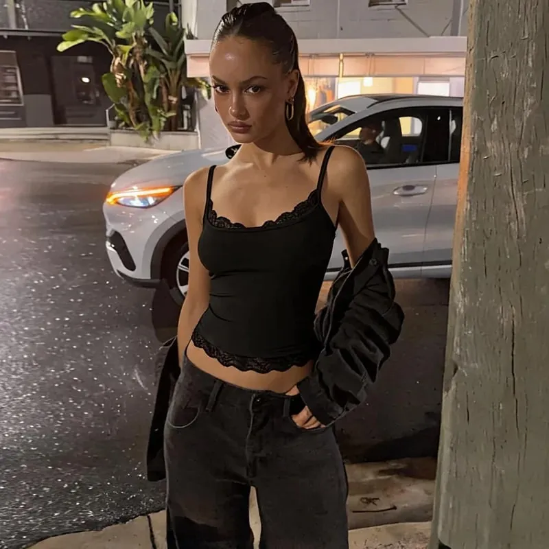 Dulzura Donna Sexy Backless Lace Ruffles Patchwork Crop Canotta Moda Casual Y2K Top Party Club Street Style Summer Outfit — image 3