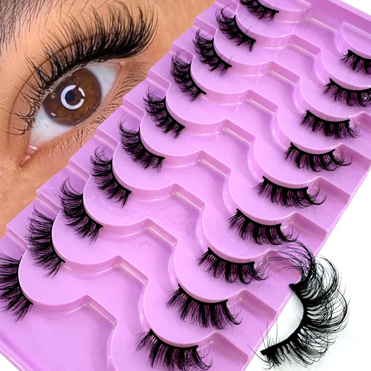 Halve vipper 10 par halve vipper Bløde naturlige katteøjevipper Makeupværktøj Falske øjenvipper Extension Fluffy Faux Cils — image 3