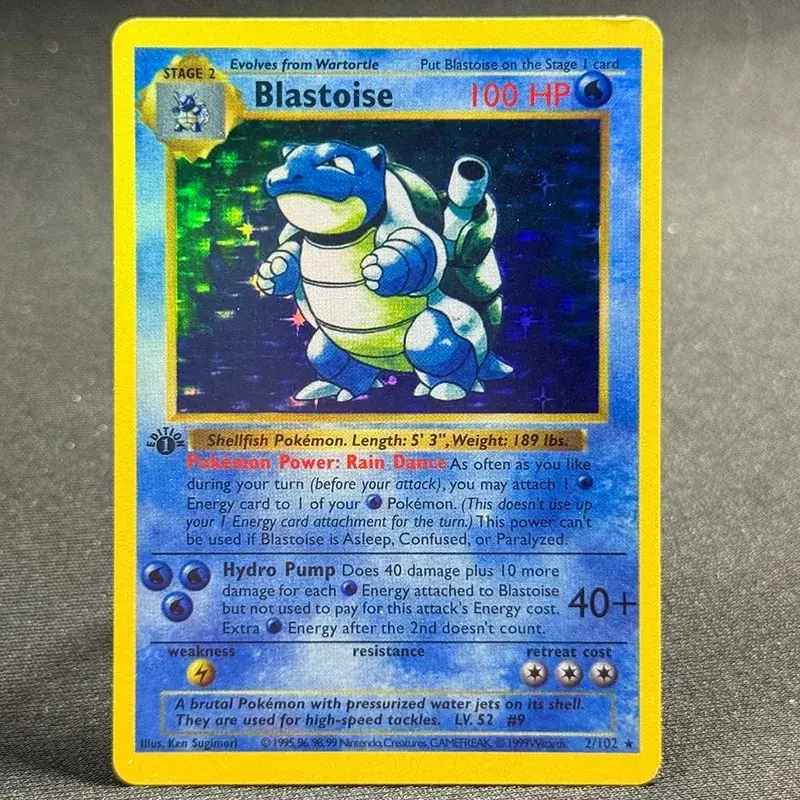 Carte foil PKM Charizard Blastoise Venusaur Alakazam Mewtwo Zapdos Raichu 1996 1a edizione Game Collection Carte proxy PTCG — image 2