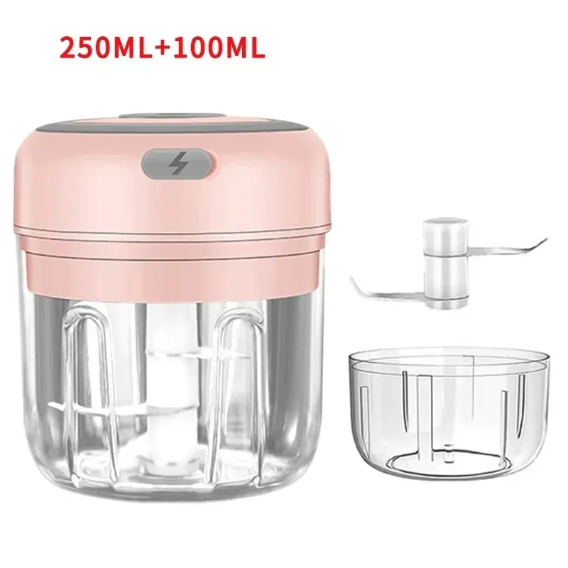 Electric Garlic Chopper 100/250ML Mini Portable Veggie Chopper Garlic Grinder Masher Onion Chopper Blender to Vegetable — image 18