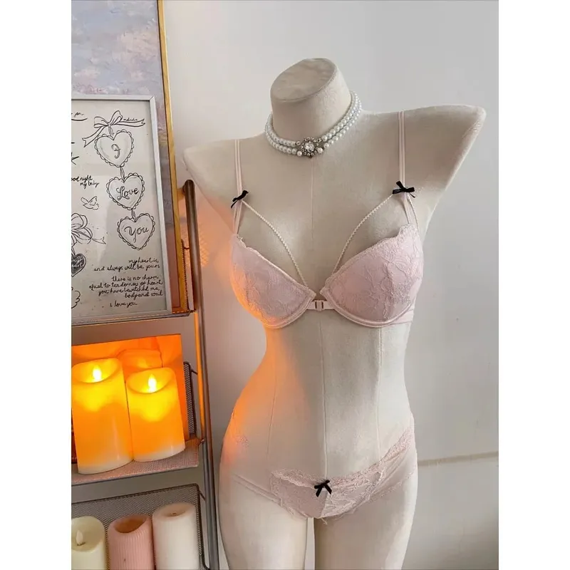Womens Beauty Back Lace Bra Voorsluiting Ontwerp Geen beugel Dunne bandjes Ademende lingerie voor kleine buste 32-38 Vrijetijdskleding