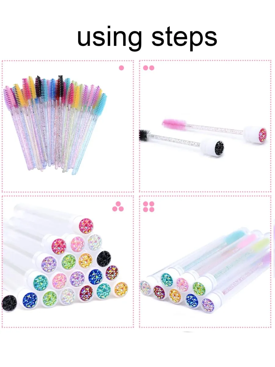 Tubes de brosse à cils avec baguettes de Mascara en cristal, peigne à sourcils, bobines, conteneur, applicateurs de brosse à cils, outils de maquillage, 20 pièces — image 6