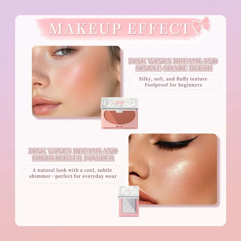Die Make-up-Sets von ART VALUE enthalten 3 Lipgloss-Tönungen, 1 Rouge, 1 Augenbrauen-Tönung, 1 Lidschatten-Palette, 1 gepressten Puder und 1 Highlighter-Puder — image 3
