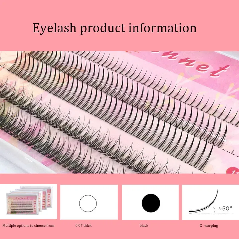 Anlinnet Fishtail + A-type blandet hår Fem rækker blandet naturlige falske øjenvipper Selvpodende enkeltklynge øjenvipper Eye Lash Fa — image 4