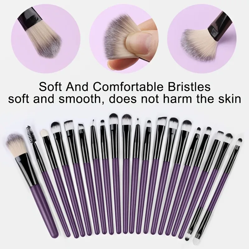 Conjunto de pincéis de maquiagem, 20 peças, sombra, corretivo, base, corretivo, pincel de mistura, macio, fofo, ferramenta de beleza feminina, kit de pincéis de maquiagem