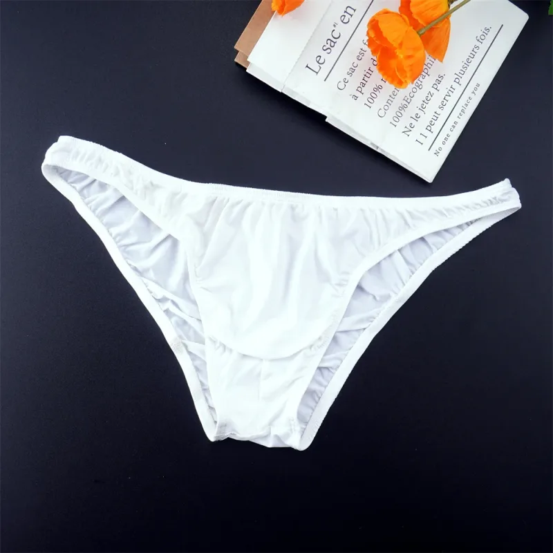 Man Solid Color Ice Silk Seamless Briefs Low Waist U Convex Male Panties Ultra-thin Underwear Elastic Quick Dry Breath Panty — image 19
