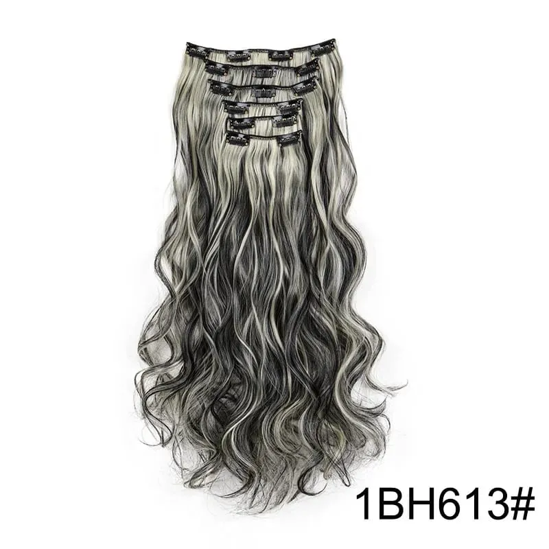 22Inci Sintetik 6pcs/set Sambungan Rambut Kerinting Panjang Tebal Potongan Rambut Lembut untuk Liputan Garis Rambut Pendek untuk Penggunaan Harian Wanita — image 8