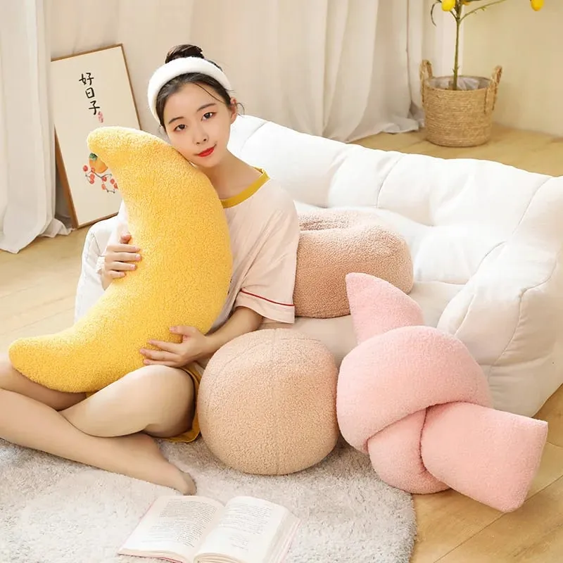 INS Beliebte Plüsch Gelb Mond Ball Form Kissen Gefüllte Donut Twist Bar Werfen Kissen Hause Dekoration Zimmer Kissen Geburtstag geschenk — image 5