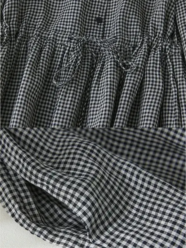 2026 Patchwork mode noir blanc Plaid automne robes bureau dame travail robe Style japonais femmes printemps décontracté longues vêtements — image 7