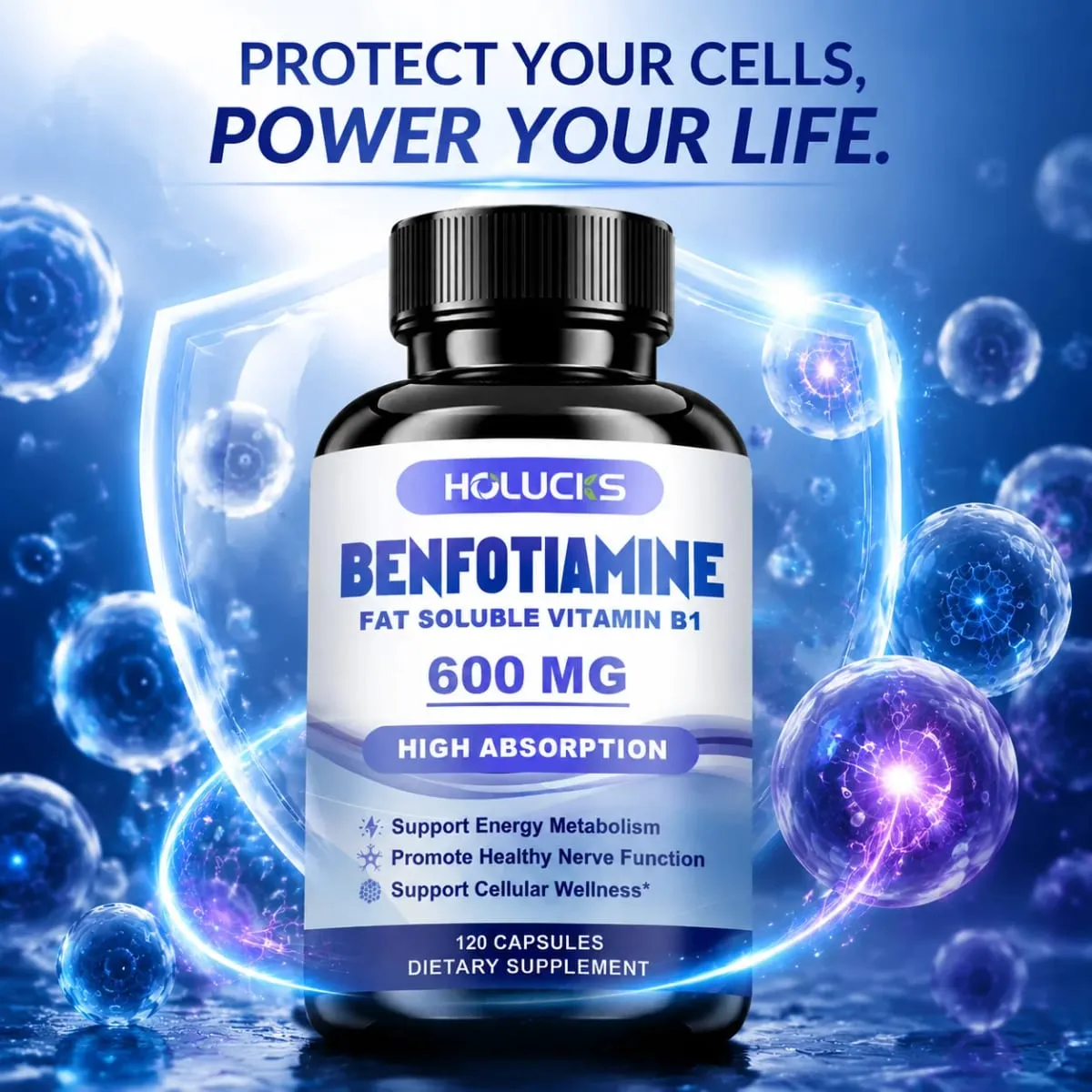 Les capsules de benfotiamine aident à maintenir un métabolisme sain du glucose, soutiennent la santé nerveuse, la protection cellulaire, la défense antioxydante — image 4