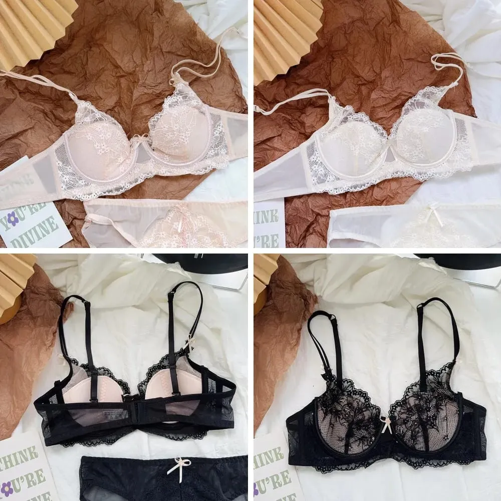 Sexy Black Lace Lingerie Set with Underwire Comfortable Lift for Larger Busts — image 2