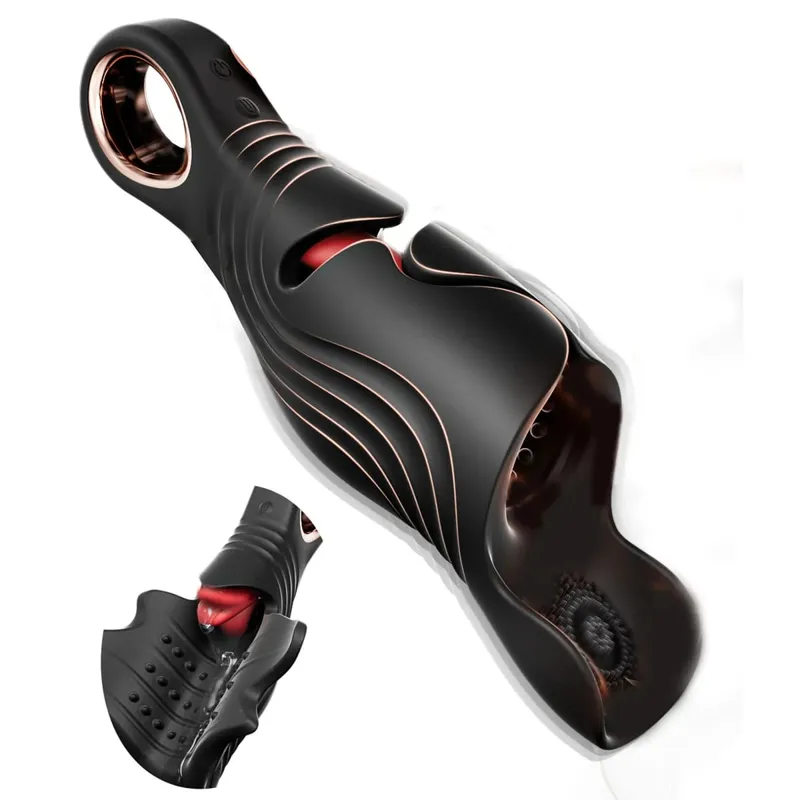 Masturbador para lamer para hombres, estimulador de glande, vibrador para glande, masajeador de pene, clímax Oral, Juguetes sexuales para hombres y adultos
