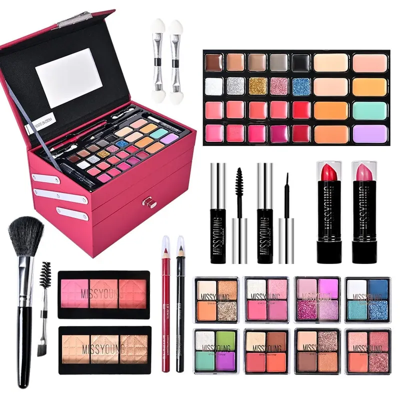 Make-up-Set, 76 Farben, Lidschatten-Palette, Augenbrauenstift, Eyeliner-Stift, Mascara mit Make-up-Pinsel, Kosmetik, Make-up-Werkzeug-Box, Geschenk — image 1