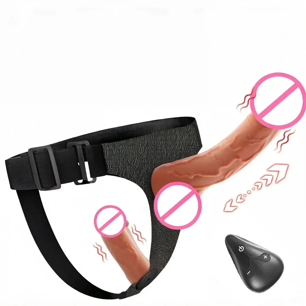 Popruh na realistické dildo vibrátor Dvojité hlavy Vibrační teleskopická dilda Pásek na opasek Kalhotky Sexy hračky pro ženy Lesbické gay — image 1